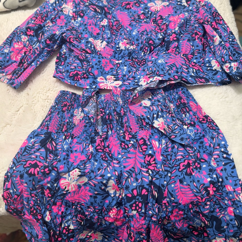 Lilly Pulitzer Blue and Pink Floral Top
